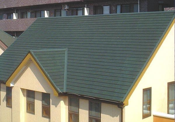 濃緑色のジンカリウム鋼板屋根