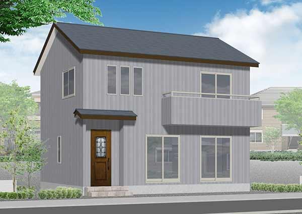 シルバーの外壁の戸建て住宅